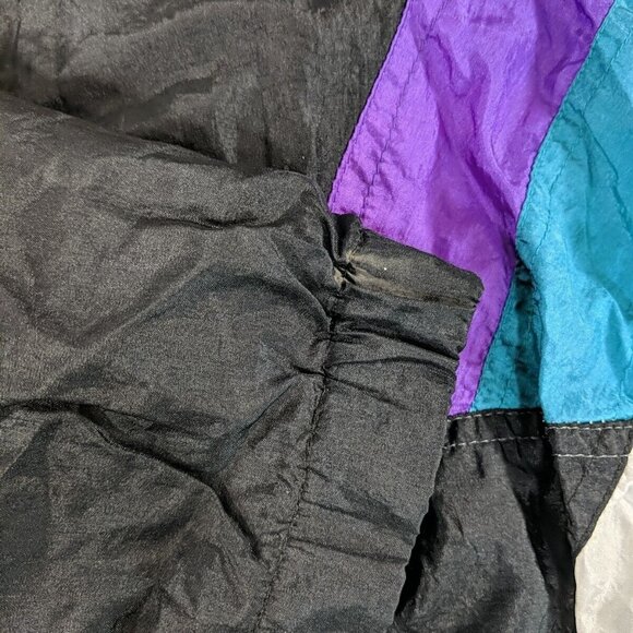 Vengo Vintage Jacket Windbreaker Black Green Purple 90s M Medium Lined Men's Zip - Picture 9 of 13
